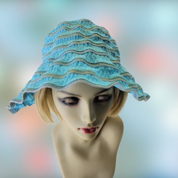 WOMENS Packable Cotton Blue Lightweight Summer Travel Golfing Beach Hat - Picture 15 of 16